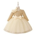 thumbnail image 1 of Tisuna Baby Girls Princess Dress Sequin Print Long Sleeve Crew Neck Dresses Fashion Elegant Girls Festival Birthday Outfits Yellow Size 18-24 Months, 1 of 9