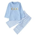 thumbnail image 1 of Tisuna Infant Boys Easter Pajamas Outfits Set Rabbit Print Tops Plaid Print Elastic Waist Pants Clothing Set Casual Soft Kids 2 Pieces Sleepwear Light Blue Size 2-3 Years, 1 of 6