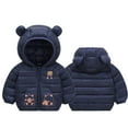 thumbnail image 1 of Tisuna Jacket For Toddler Boys Cartoon Print Long Sleeve Bear Ear Hooded Coat Loose Comfortable Winter Kids Zipper Outerwear Navy Size 12-18 Months, 1 of 3