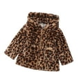 thumbnail image 1 of Tisuna Jacket For Toddler Girls Leopard Print Loong Sleeve Hooded Coat Leisure Soft Winter Kids Daily Wear Brown Size 2-3 Years, 1 of 5