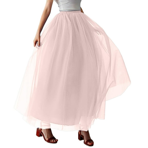 Tisuna Khaki Casual Skirt For Women Solid Color High Waist Multi Layered Long Skirts Lightweight Soft Ladies Festival Casual Wear