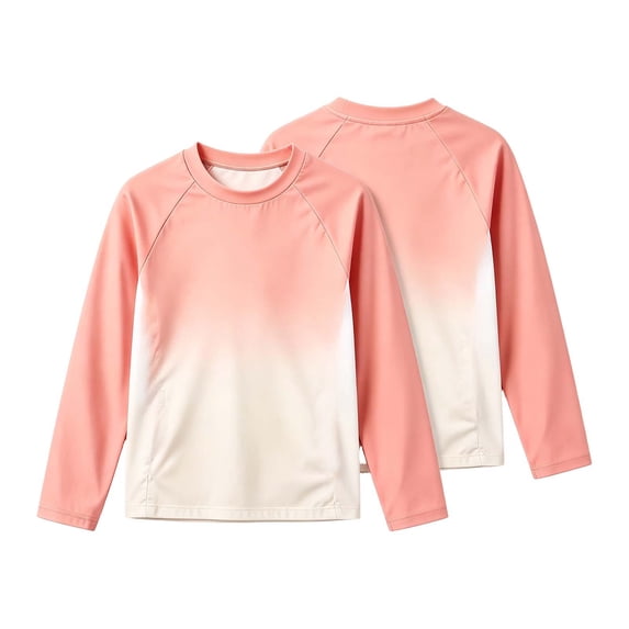 Tisuna Kids Boy'S Long Sleeve Rash Guard Classic Crewneck Gradient Print Tops Boys Daily Wear Sun Clothes Size 5-6 Years