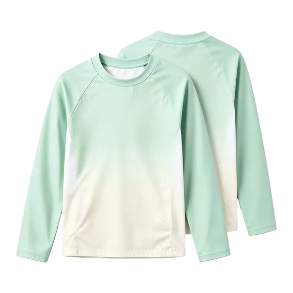 Tisuna Kids Boy'S Long Sleeve Rash Guard Classic Crewneck Gradient Print Tops Boys Daily Wear Sun Clothes Size 9-10 Years