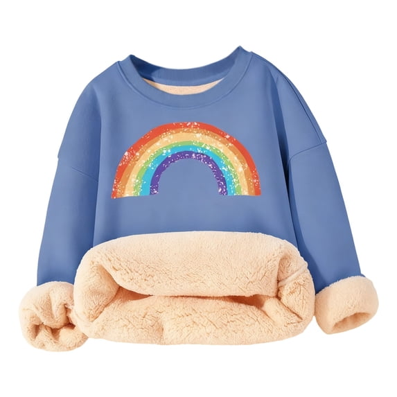 Tisuna Kids Boys Fleece Sweatshirts Child Versatile Long Sleeve Sweatshirt Teen And Youth Rainbow Print School Wear Pullovers Size 7-8 Years
