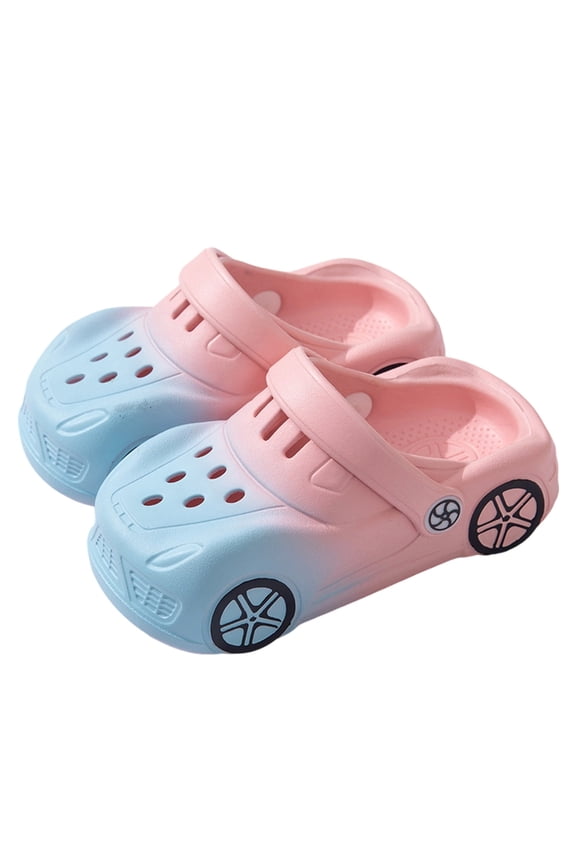 Kids Clogs Boys Girls Garden Clogs On Slides Cartoon Car Sandals Beach Pool Indoor Outdoor Pink Slippers