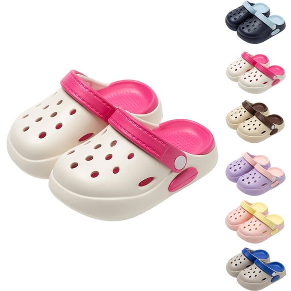 Tisuna Kids Clogs Boys Girls Garden Clogs Slip On Slides Color Block Sandals Beach Pool Indoor Outdoor Grey Water Shoes