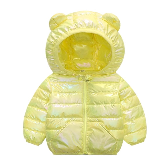 Tisuna Kids Down Jacket Girls Soft Zip Up Hooded Jackets Gradient Print Active Wear Outer Coat For Child Age 6 Months-4 Years Yellow