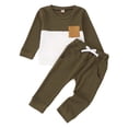 thumbnail image 1 of Tisuna Kids Fall Outfit Set For Boys Soft Color Block Long Sleeve Crewneck Tops And Pants 2 Pieces Clothes Set For Children Streetwear Size 18-24 Months, 1 of 6