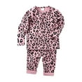 thumbnail image 1 of Tisuna Kids Fall Pajamas Set For Girls Relaxed Fit Long Sleeve Crew Neck Leopard Print Tops And Pants Sleepwear Children'S 2 Pieces Loungewear Clothes Set Size 9-12 Months, 1 of 8