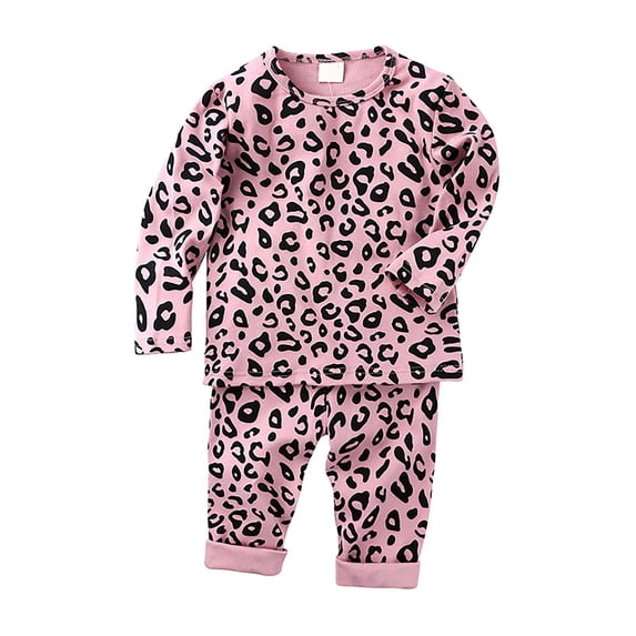 Tisuna Kids Fall Pajamas Set For Girls Relaxed Fit Long Sleeve Crew Neck Leopard Print Tops And Pants Sleepwear Children'S 2 Pieces Loungewear Clothes Set Size 9-12 Months