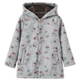 thumbnail image 1 of Tisuna Kids Fleece Jacket Girls Soft Button Down Hooded Jackets Floral Print Everyday Wear Outdoor Coat For Child Age 12 Months-6 Years Grey, 1 of 8