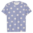 thumbnail image 1 of Tisuna Kids Flower Print T Shirts Size 3-4 Years Short Sleeve Crew Neck Tops Girls Summer Soft Light Purple Tees, 1 of 4