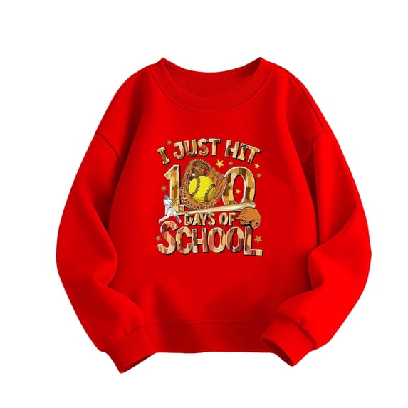 Tisuna Kids Girls Back To School Sweatshirts Child Breathable Cartoon Print Sweatshirt Teen And Youth Fall Winter Long Sleeve Hoodless Size 7-8 Years