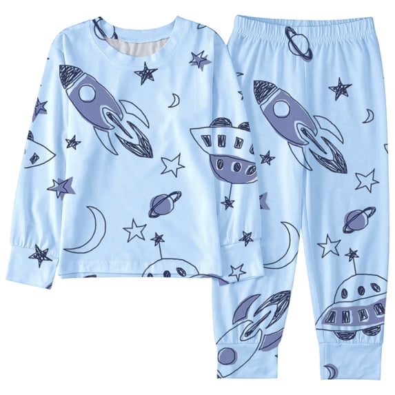 Tisuna Kids Girls Fall Pajamas Set Cute Long Sleeve Crew Neck Graphic Print Tops And Pants Sleepwear Children'S 2 Pieces Nightwear Clothing Set Size 6-7 Years