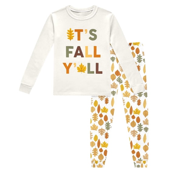 Tisuna Kids Girls Fall Pajamas Set Fashion Long Sleeve Crew Neck Letter Print Tops And Pants Sleepwear Children'S 2 Pieces Nightwear Matching Set Size 2-3 Years