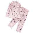 thumbnail image 1 of Tisuna Kids Girls Fall Pajamas Set Soft Long Sleeve Lapel Collar Star Print Tops And Pants Sleepwear Children'S 2 Pieces Loungewear Clothes Set Size 11-12 Years, 1 of 3