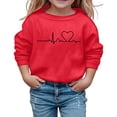 thumbnail image 1 of Tisuna Kids Girls Long Sleeve Sweatshirts Lightweight Crewneck Heart Print Tops Children Going Out Street Fall Outfits Size 6-7 Years Red, 1 of 3