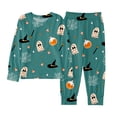 thumbnail image 1 of Tisuna Kids Halloween Pajamas Set For Boys Graphic Print Long Sleeve Tops Pants Loungewear Teen Youth Lightweight Soft Festival Party Homewear Set Green Size 2-3 Years, 1 of 3