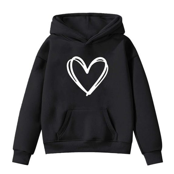 Tisuna Kids Hoodies Boys Modern Long Sleeve Hoodie With Kangaroo Pocket Teen And Youth Heart Print Going Out Outfits Size 3-4 Years