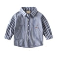 thumbnail image 1 of Tisuna Kids Long Sleeve Shirts For Boys Breathable Lapel Collar Striped Print Tops Little Boys Casual Wear Fall Shirts Size 4-5 Years, 1 of 7