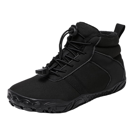 Tisuna Kids Winter Boots Solid Color Anti Ankle Sneakers Thick Comfortable Little Boys Girls Snow Booties Black Size 5-5.5 Years