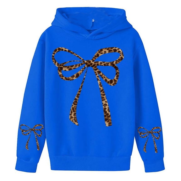 Tisuna Leopard Print 67 Hoodie For Girls Boys Child Long Sleeve Hooded Tops Fashion Casual Kids Spring Autumn Pullover Sweatshirt Size 3-4 Years Blue