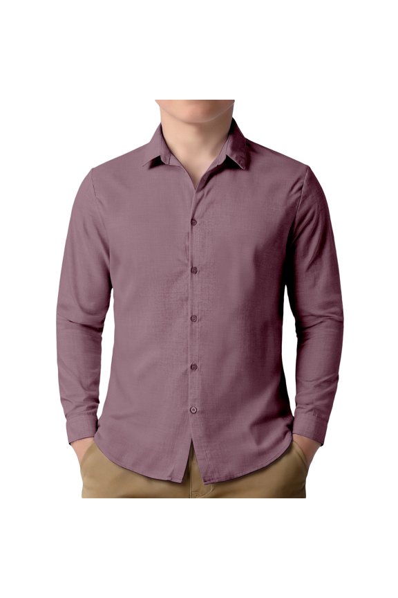 Little Boys Casual Long Sleeve Shirts Solid Color Lapel Collar Button Down Tops Breathable Lightweight Teen Boys Performance Formal Wear Size 5-6 Years Brick Red