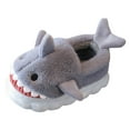 thumbnail image 1 of Tisuna Little Boys Girls Plush Slippers Shark Print Soft Sole Easy On Shoes Cute Fashion Autumn Winter Kids Slippers Grey Size 10.5-11 Years, 1 of 5