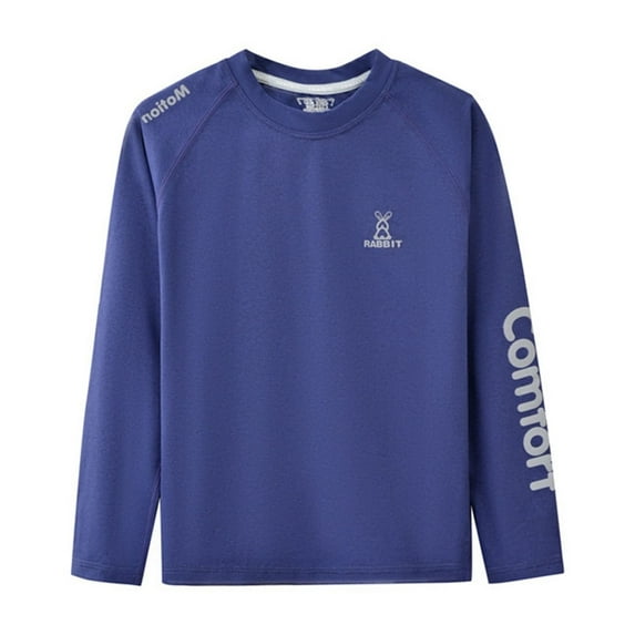 Tisuna Little Boys Girls Tops Solid Color Long Sleeve Crew Neck Shirt Soft Loose Autumn Kids Pullover Clothes Dark Blue Size 11-12 Years