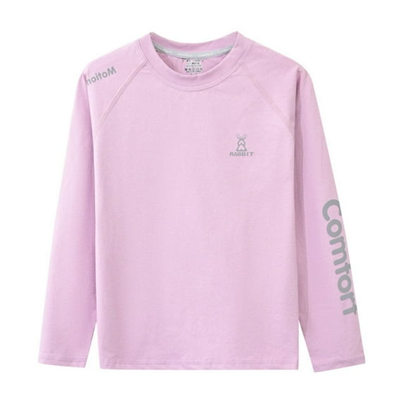 Tisuna Little Boys Girls Tops Solid Color Long Sleeve Crew Neck Shirt Soft Loose Autumn Kids Pullover Clothes Light Purple Size 9-10 Years