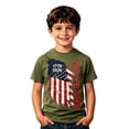 thumbnail image 1 of Tisuna Little Boys Patriotic T Shirts Size 2-3 Years USA Flag Print Short Sleeve Crew Neck Tops Soft Teen Boys 4th Of July America Anniversary 250th Graphic Tee Shirts Army Green, 1 of 4