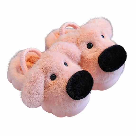 Tisuna Little Girls Boys Slippers Cartoon Print Soft Sole Easy On Shoes Warm Fashion Autumn Winter Kids Footwear Pink Size 2.5-3 Years