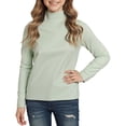 thumbnail image 1 of Tisuna Little Girls Long Sleeve T Shirts Adorable High Neck Solid Color Tops Toddler Daily Wear Fall Tees Size 18-24 Months Green, 1 of 5
