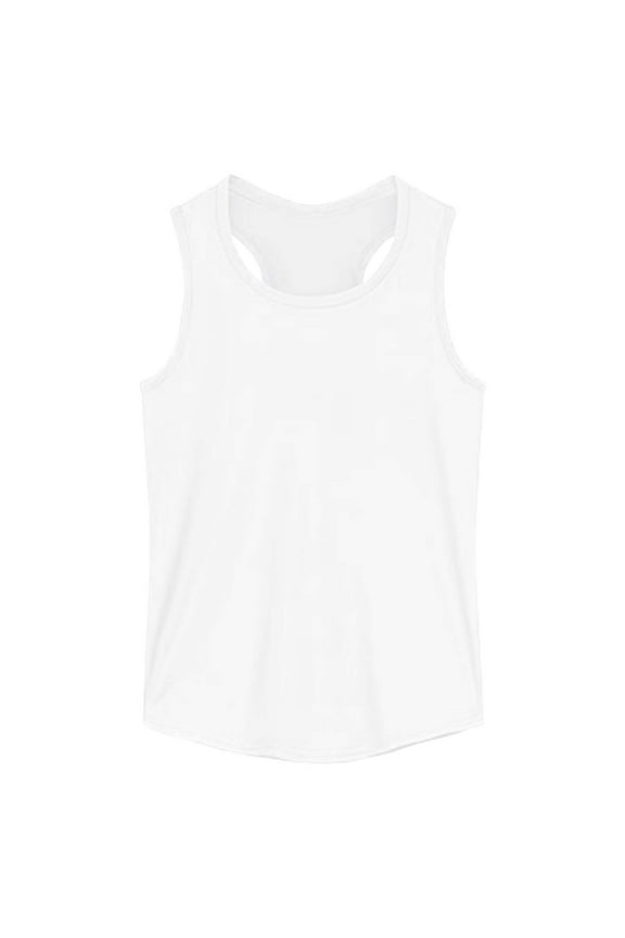 Little Girls Shirts Solid Color Sleeveless Crew Neck Vest Casual Soft Summer Girls Pullover Tops White Size 3-4 Years