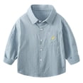 thumbnail image 1 of Tisuna Long Sleeve Shirt For Boys Toddler Striped Print Button Down Lapel Neck Tops Breathable Soft Infant Kids Summer T Shirt Blue Size 3-4 Years, 1 of 4