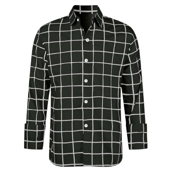 Tisuna Long Sleeve Shirts For Girls Breathable Lapel Collar Plaid Print Tops Big Child Button Front Fall Shirts Size 5-6 Years Black