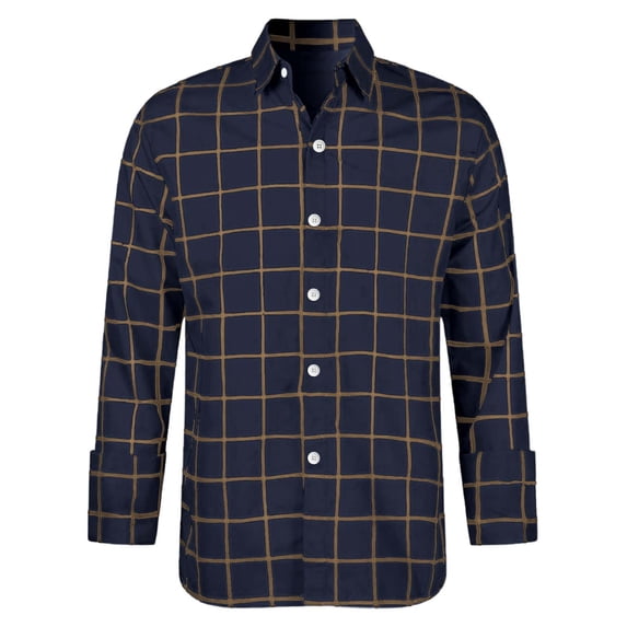 Tisuna Long Sleeve Shirts For Girls Breathable Lapel Collar Plaid Print Tops Big Child Button Front Fall Shirts Size 9-10 Years Navy