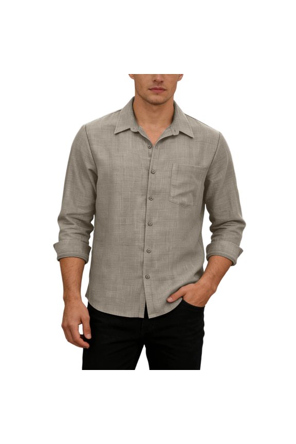 Long Sleeve Shirts For Men Button Down Moisture-Wicking Spring Fall T-Shirts Mens Classic Collared Dress Shirts For Business Performance Grey1 Size M