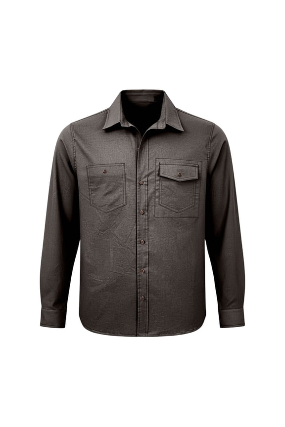 Long Sleeve Shirts For Men Cotton-Linen Comfort Fit Spring Fall T-Shirts Mens Classic Collared Button Down Shirts For Outdoor Performance Brown Size Xl