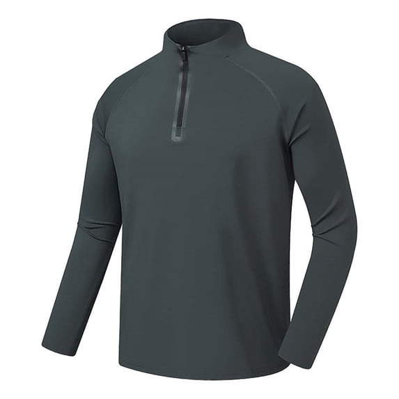 Tisuna Long Sleeve T-Shirts For Men Lightweight Stand Collar Tops Men Solid Tshirts For Fitness Sports Size L