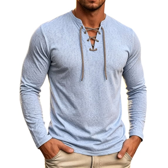 Tisuna Long Sleeve T-Shirts For Men Lightweight V Neck Tops Men Solid Tshirts For Sport Workout Size M