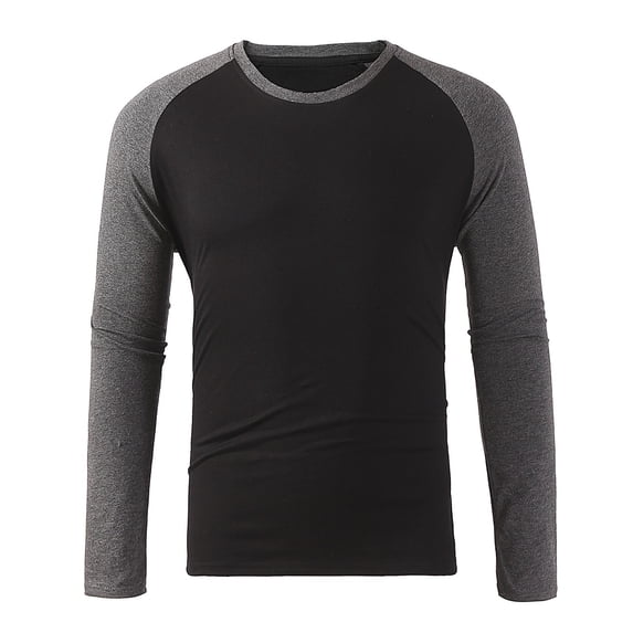 Tisuna Long Sleeve T-Shirts For Men Quick Dry Crew Neck Tops Men Color Blocking Tshirts For Sport Workout Size Xxl