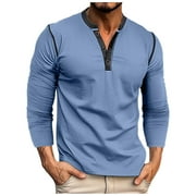 Tisuna Long Sleeve T-Shirts For Men Soft Henley Neck Tops Men Solid Tshirts For Sport Workout Size S