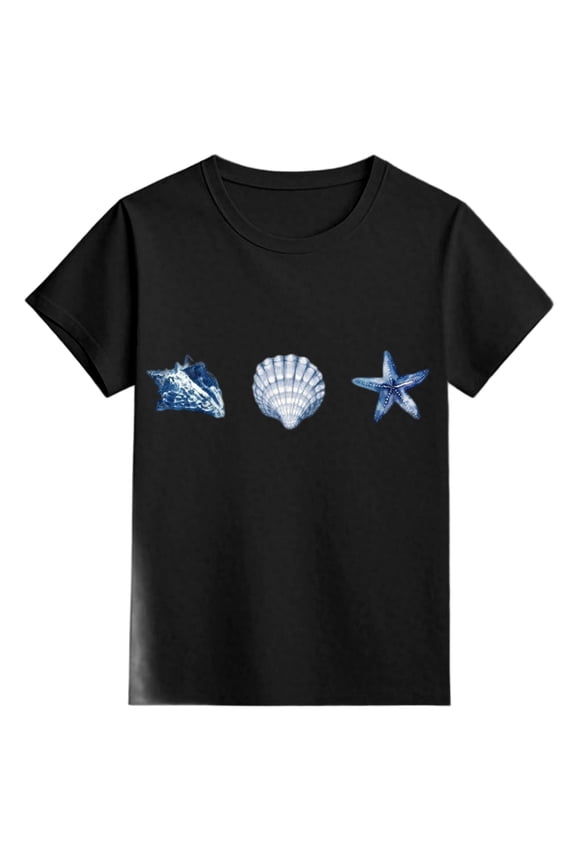 Loose Fit Summer Shirt For Girls Child Cartoon Bear Print Short Sleeve Crew Neck Tops Cute Breathable Kids Girls Pullover Tees Black Size 8-9 Years