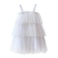 thumbnail image 1 of Tisuna Mardi Gras Mesh Dress For Girls Toddler Polka Dot Print Sleeveless Suspender Dresses With Multi Layered Cute Lightweight Girls Summer Dress White Size 3-4 Years, 1 of 6