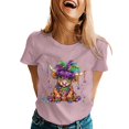 thumbnail image 1 of Tisuna Mardi Gras T Shirt For Women Fashion Print Short Sleeve Crew Neck Tops Casual Comfortable Ladies Festival Pullover Outfits Pink, 1 of 5