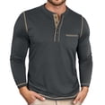 thumbnail image 1 of Tisuna Men Long Sleeve T-Shirts Breathable Henley Neck Tops Men Solid Tee Shirts For Sport Workout Size M, 1 of 7