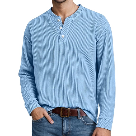 Tisuna Men Long Sleeve T-Shirts Regular Fit Henley Neck Tops Men Solid Tee Shirts For Sport Workout Size Xxxl