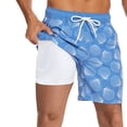 thumbnail image 1 of Tisuna Men'S Board Shorts Cartoon Print Drawstring Elastic Waist Straight Leg Trunks Lightweight Soft Mens Summer Holiday Beach Hawaii Sports Swim Shorts Blue Size Xl, 1 of 7
