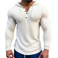 thumbnail image 1 of Tisuna Men'S Long Sleeve T-Shirts Cozy Hooded Drawstring Tops Men Solid Tees For Going Out Street Size M, 1 of 3